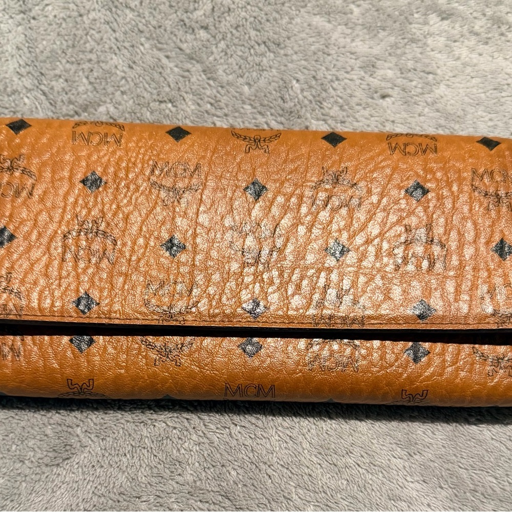MCM Tan Leather Wallet with Logo Pattern - Picture 2 of 7